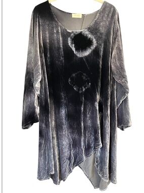 Krista Larson Velvet Whimsical Asymmetrical Top Silk Blend